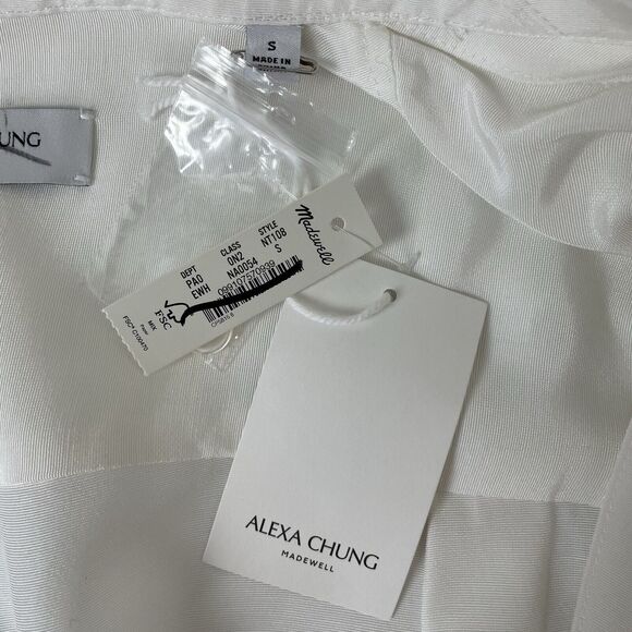 Alexa Chung for Madewell Pleat-Pocket Button-Up Shirt Small Eyelet White NT108 - Picture 5 of 16